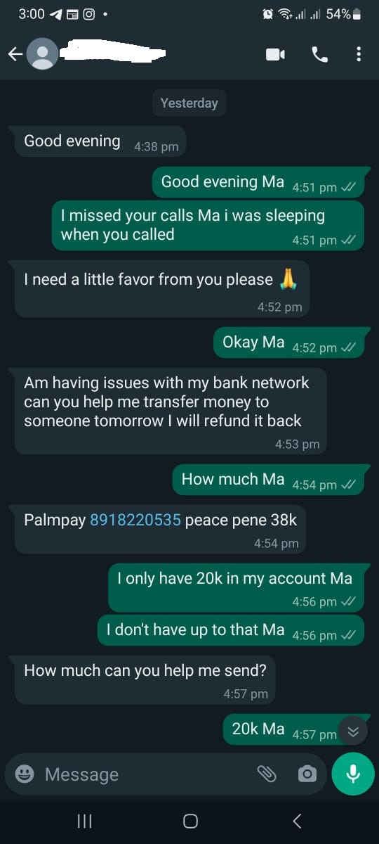 Successful WhatsApp Hack Scam