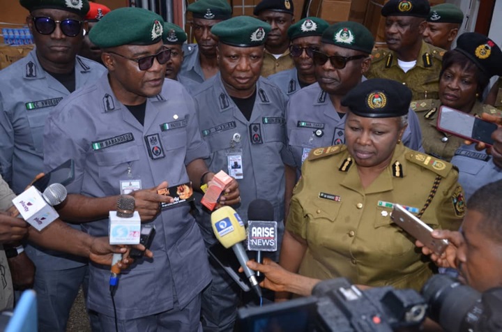 Onne Customs Area Controller (CAC) Comptroller Mohammed Babandede Addressing Journalists over seized Contraband Drugs